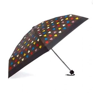 Coach Mini Compact Umbrella In Brown Signature with Heart Print CP502 NWT